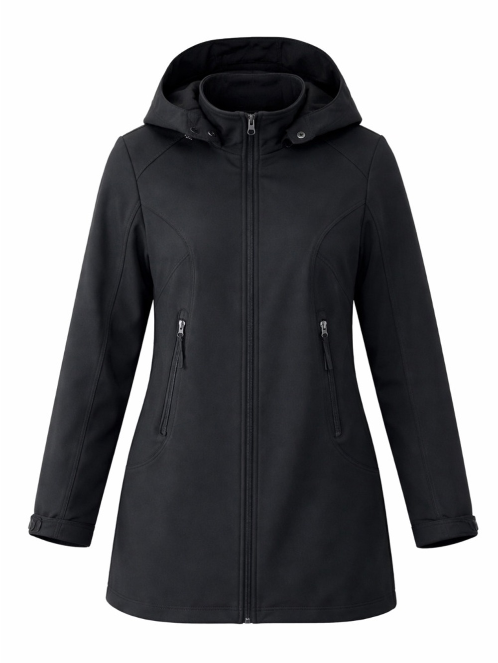 London Fog soft shell jacket Womens Medium hooded long line black Travel casual